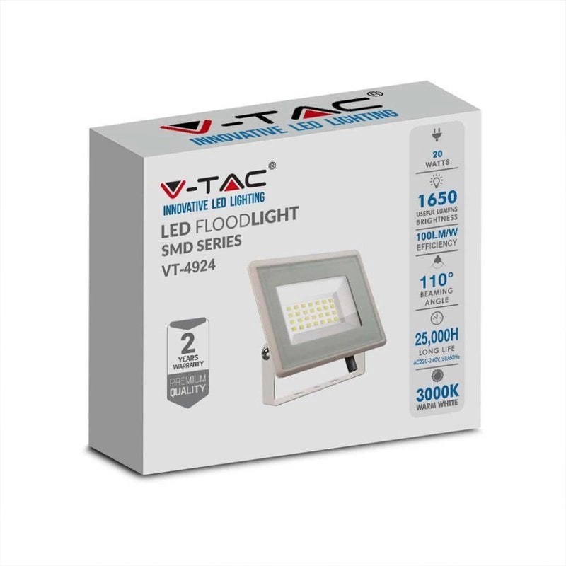 Faro Led Flood Light 20W 1650lm IP65 Slim 120x105x27mm Carcassa Bianca Luce 4000K SKU-6741