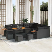 Set Divano da Giardino con cuscino 14 pcs Nero polyrattan 3365169