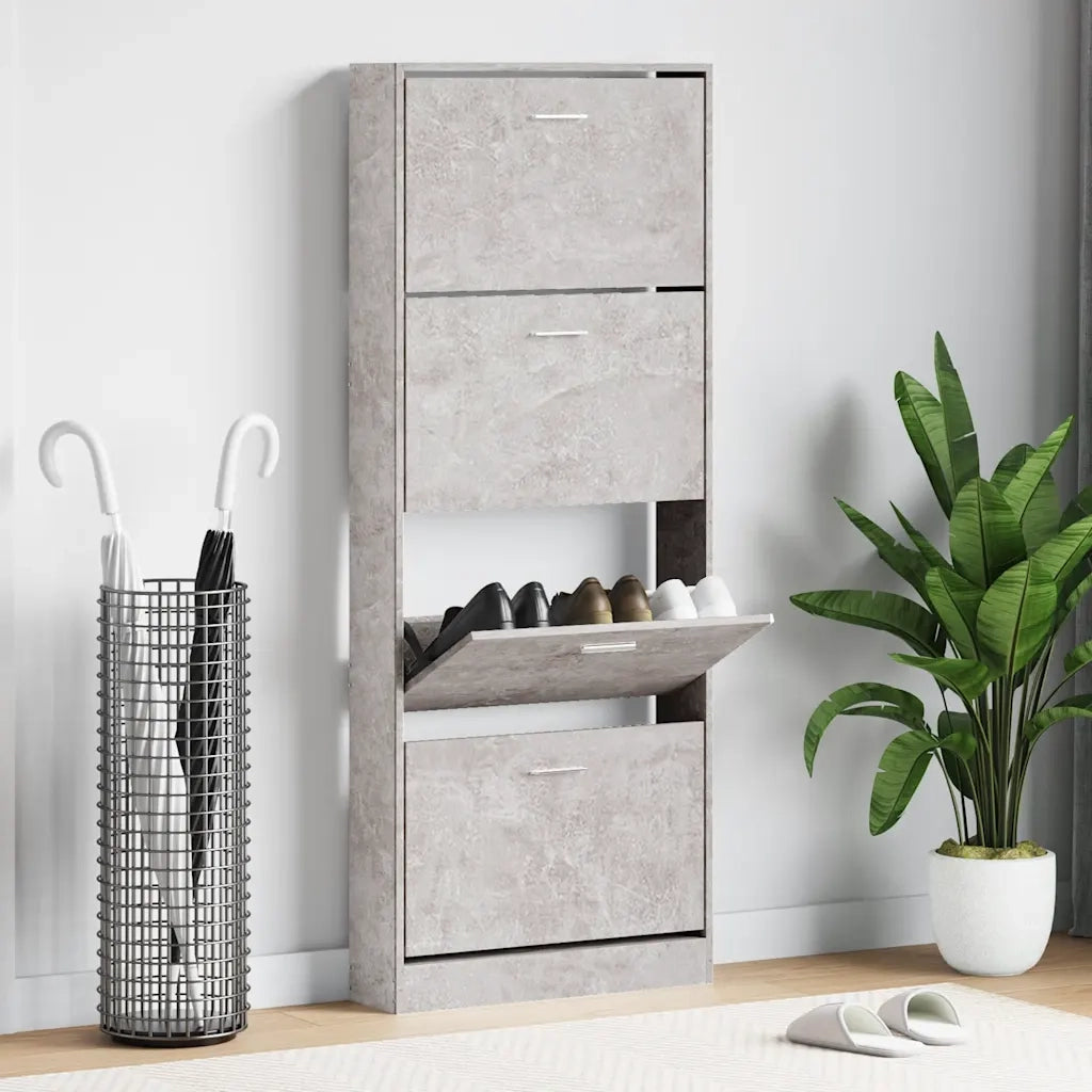 Scarpiera Grigio Cemento 59x17x150 cm in Legno Multistrato 342521
