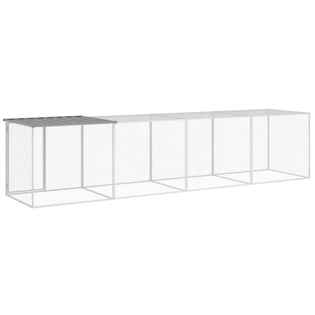 Gabbia Polli Tetto Grigio Chiaro 403x98x90 cm Acciaio Zincato 3189045