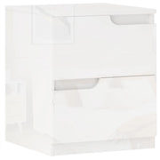COMODINO MODERNO IN LEGNO CON 2 CASSETTI E DESIGN LUCIDO 40X40X48 CM BIANCO
