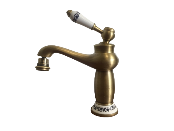 Rubinetto miscelatore per bidet bagno vintage bronzato con dettagli in ceramica