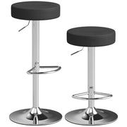 Set 2 Sgabelli da Bar Moderni e Regolabili, in Pelle PU, Spugna e Metallo, 38.5x38.5x62-84 cm, Nero
