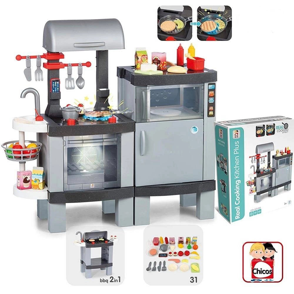 Trade Shop - Cucina Giocattolo Con Barbecue Per Bambini Luci E Suoni E Alimenti Cambio Colore -