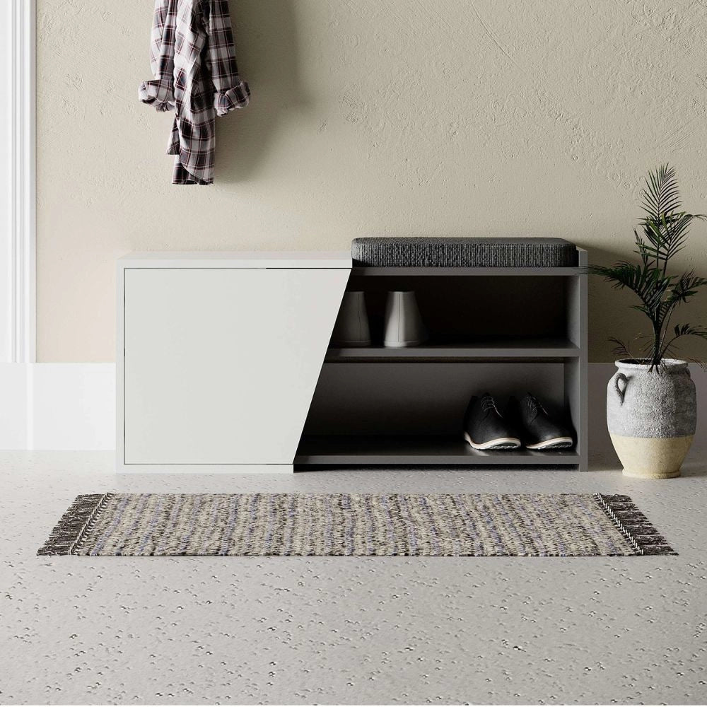 Scarpiera panca Fiona 104.6x37.5x47.2 colore bianco antracite