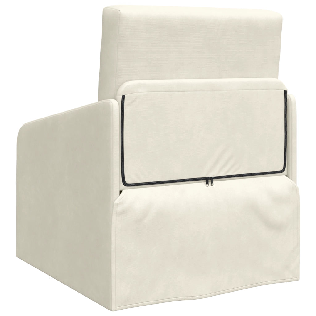 Divano Letto da Pavimento 2-in-1 Panna 65x80x83 cm in Velluto