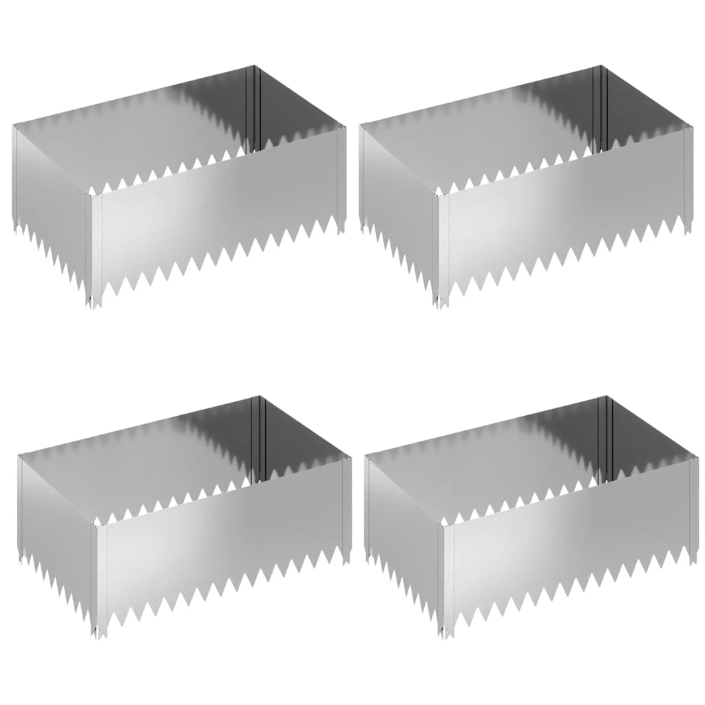 Bordura per Prato 4 pcs 100 x 60 x 35 cm Acciaio Argento 8008956