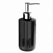 Trade Shop - Dispenser Porta Sapone Liquido Portasapone Nero Rigato Accessorio Da Bagno 69746 -