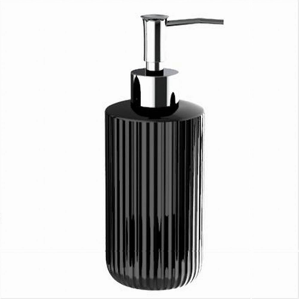 Trade Shop - Dispenser Porta Sapone Liquido Portasapone Nero Rigato Accessorio Da Bagno 69746 -