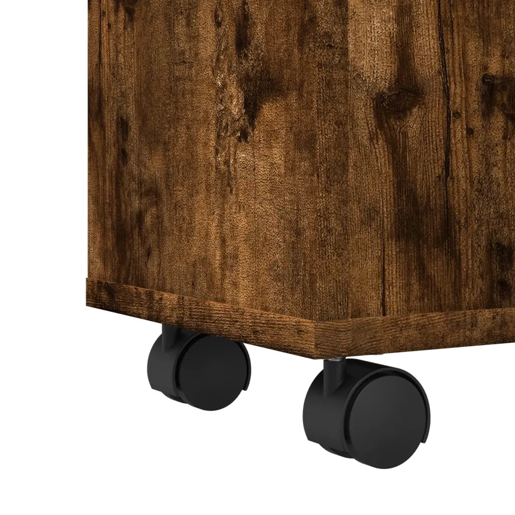 Mobile da Bagno | Armadio da bagno Stretto con Ruote Rovere Fumo in Truciolato