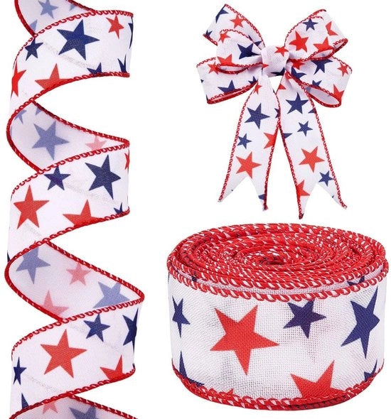 Decorazione con Fili 1,5 Pollici - Stellina Patriottica - Fili di Polyester per Ricamo - 20 Metri - Decorazione - Imballo di Regalo - Fili Decorativi