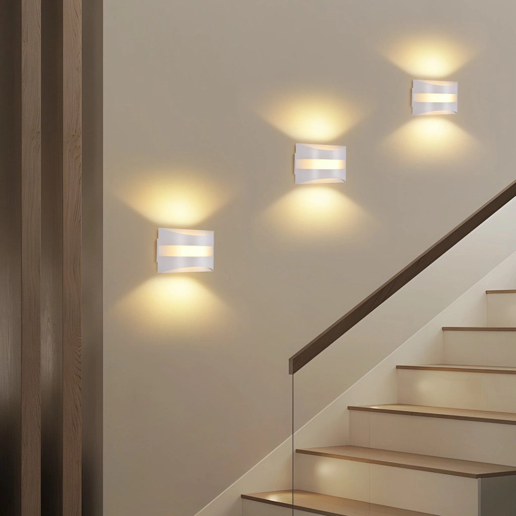 ZMH Lampada da Parete LED Bianco Design Moderno 3000K 5W Illuminazione Verso l'Alto e Verso il Basso Applique