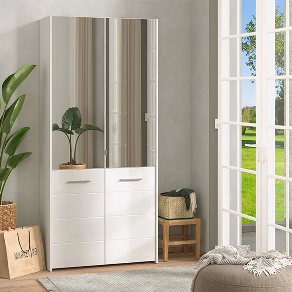 Mobile Portascarpe Trabia, Scarpiera 8 Ripiani, 89.5x37.5x199h cm Bianco