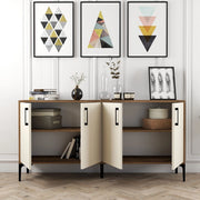 Madia Sinopoli, Credenza 2 Ripiani, 160x35x78h cm Bianco Crema