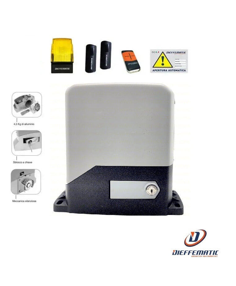 KIT DIEFFEMATIC KM6 230V AUTOMAZIONE CANCELLO SCORREVOLE 600Kg APRICANCELLO