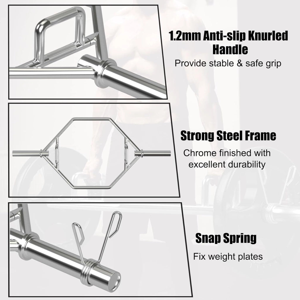 Trap Bar, Manubrio Esagonale con Manico Pieghevole, Barbell Barra Olimpica, Hex Bar Deadlift in Acciaio con Chiusura a Molla, fino a 363 kg per Casa e Palestra, Ø 50 mm
