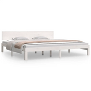 Letto matrimoniale | Letto per adulti | Giroletto Bianco in Legno Massello di Pino 200x200 cm