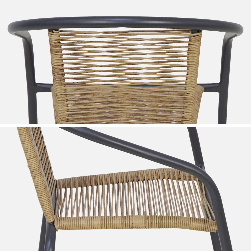 Set 4 poltrone da giardino in resina naturale, antracite