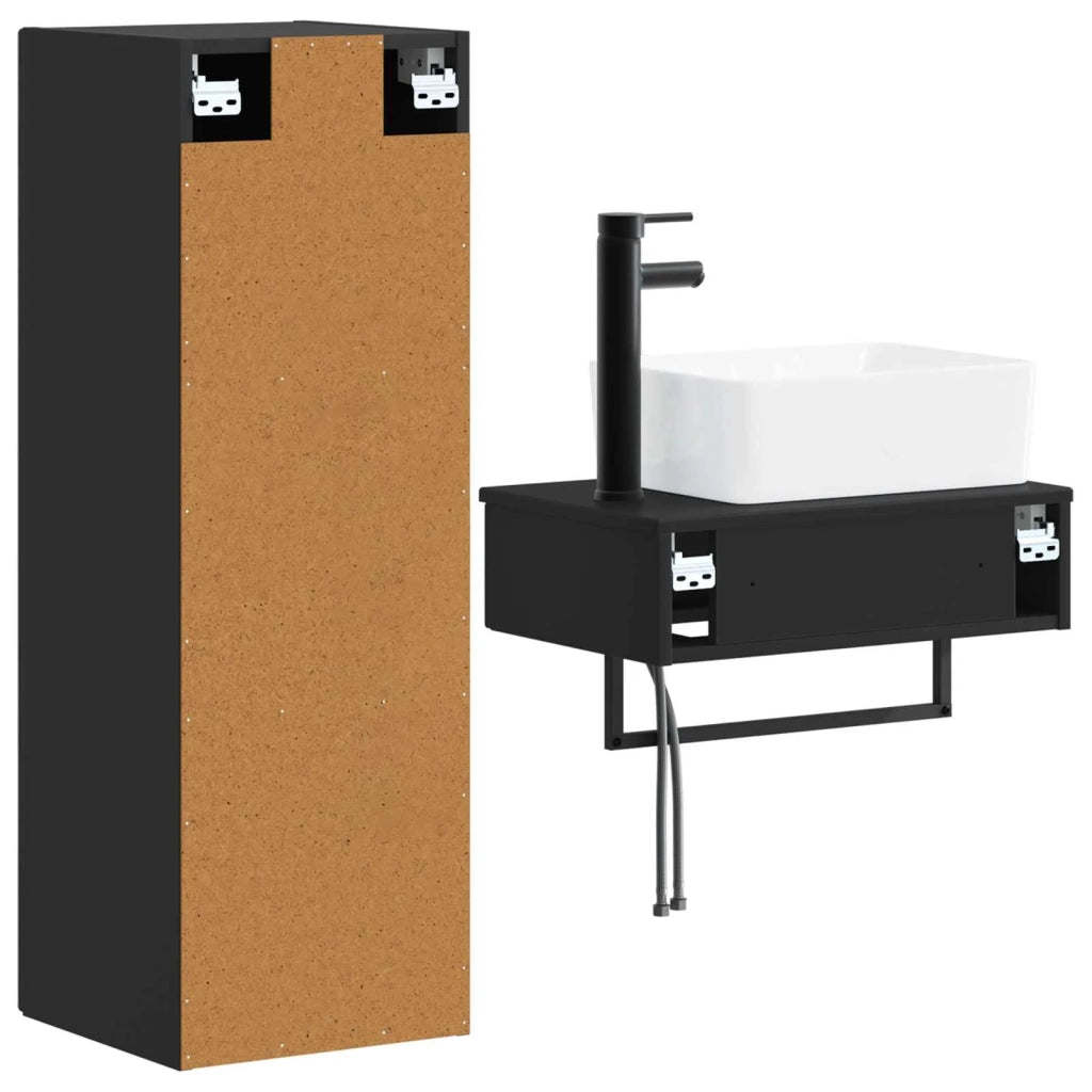 Set di mobili per il bagno 2 pz Nero 33 x 34,5 x 100 cm 3406104