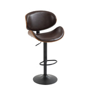 Sgabello da bar girevole con schienale e altezza regolabile; rivestimento in pelle PU; per cucina e bar