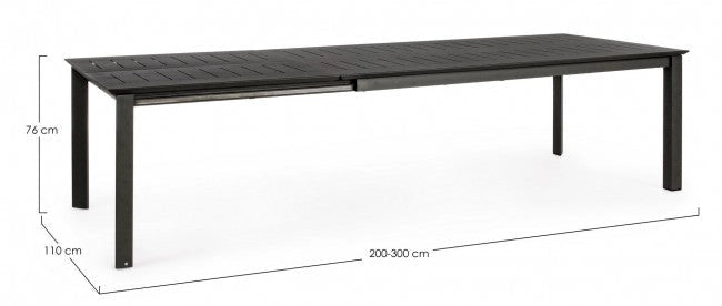 Tavolo Allungabile Konnor 200-300x110 cm Antracite in Alluminio