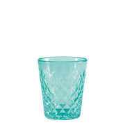 Zafferano Tumbler Balloton in vetro soffiato a mano, lavorazione a rilievo, colore Verde mare, set da 6 pezzi, capacità 35 cl, altezza 9.6 cm