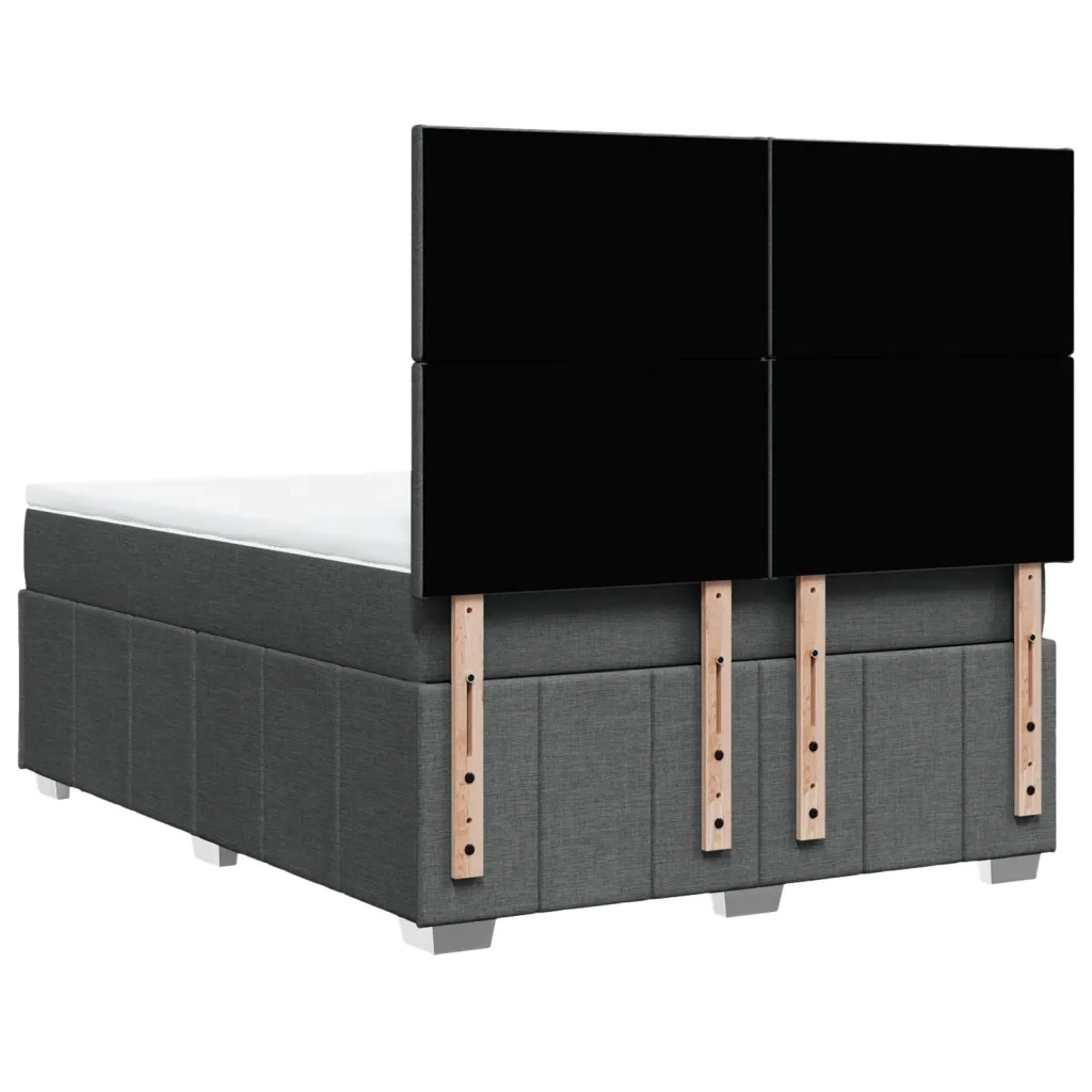 Giroletto a Molle con Materasso Grigio Scuro 160x200 cm Tessuto