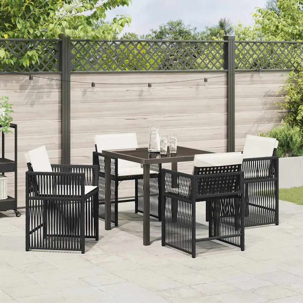 Set da Pranzo per Giardino 5 pcs Nero polyrattan 3380769
