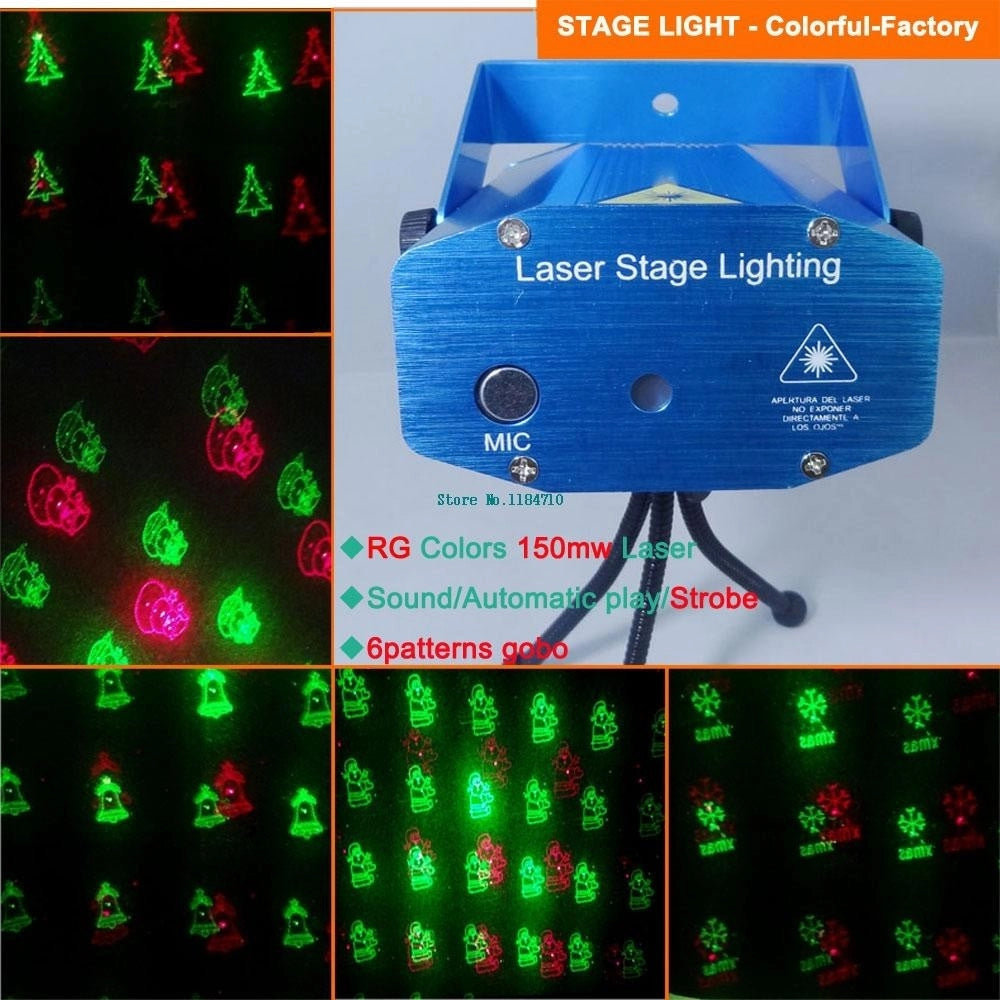 Trade Shop - Mini Proiettore Luce Luci Per Natale Natalizio Mini Dj Verde Rosso Illuminazione -