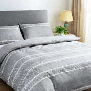 Set di coperte da letto 3 pezzi, coperta da letto a microfibra 240 x 220 cm + 2 cuscini 65 x 65 cm, stile bohemiano - grigio chiaro