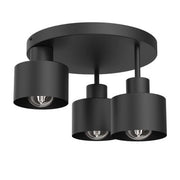 Plafoniera nera opaca rotonda 3 luci E27 Parkla Luminex