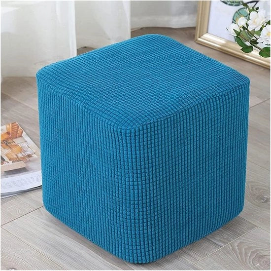 Cuscino quadrato copri piedi protezione piedistallo copri cuscino con fondo elastico, tessuto a strisce con struttura, lavabile in lavatrice, misura: 30x30cm - blu-verde
