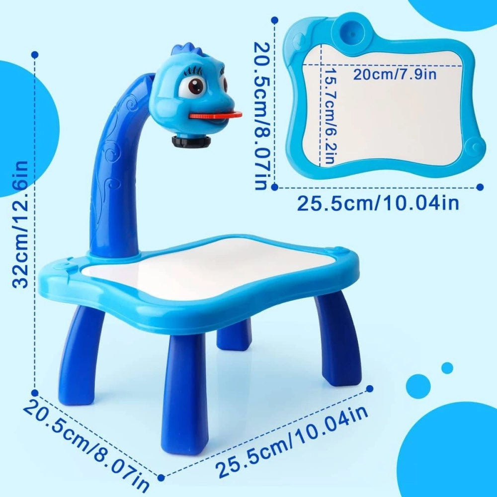 Trade Shop - Tavolo Da Disegno Per Bambini Con Proiettore Led Lavagna Educativa Giocattolo -