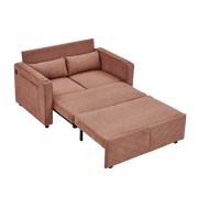 Divano letto 2 posti 195x134x73 cm in legno e tessuto arancione con USB