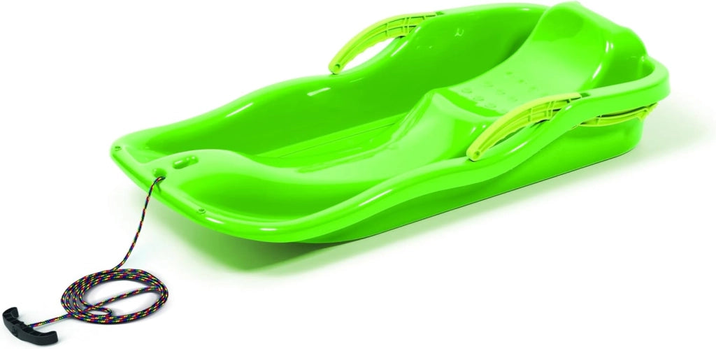 Verde Slitta Race Snow Glitter di plastica, con Corda di trazione e Freni sterzo