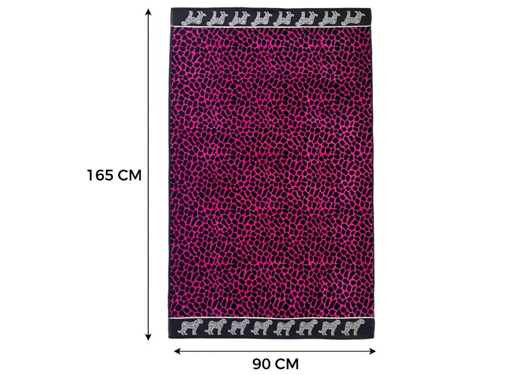 Telo Mare Jacquard Spugna Asciugamano Spiaggia Africa Ghepardo - Telo Mare - Fucsia