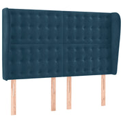Testiera | Testata ad Orecchio Blu Scuro 147x23x118/128cm in Velluto