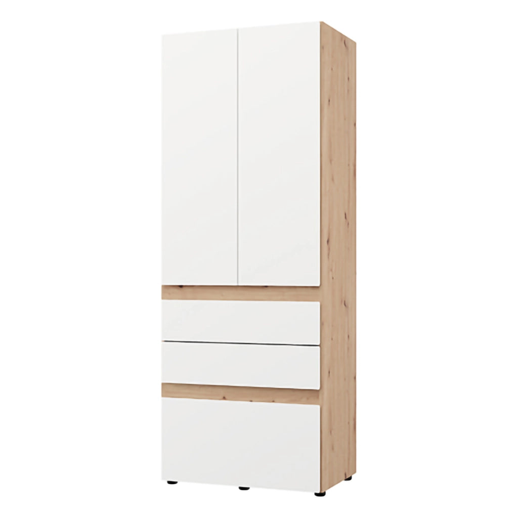 Armadio Camera da Letto Venas, Guardaroba 2 Ante Appendiabiti, 79x208h cm Bianco Opaco