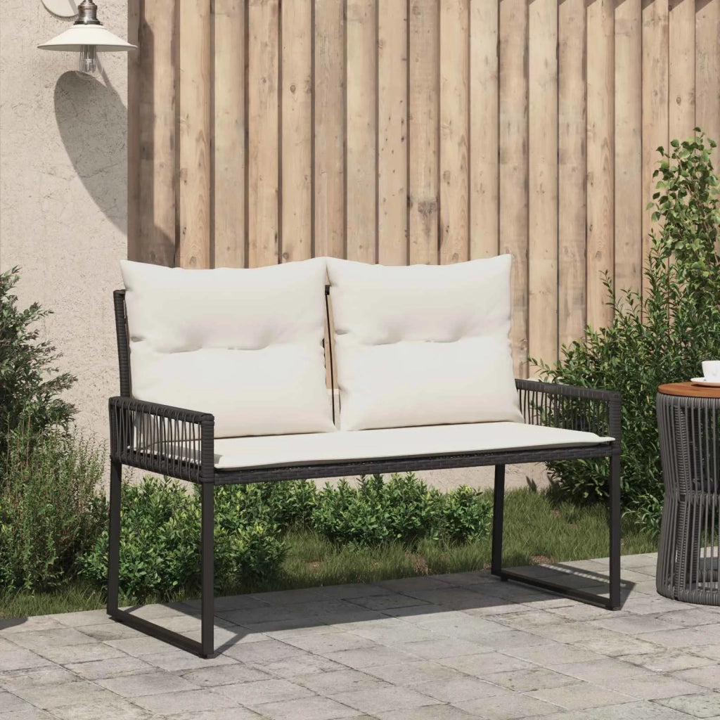 Panchina da esterno 4 pcs Nero e Bianco Crema polyrattan