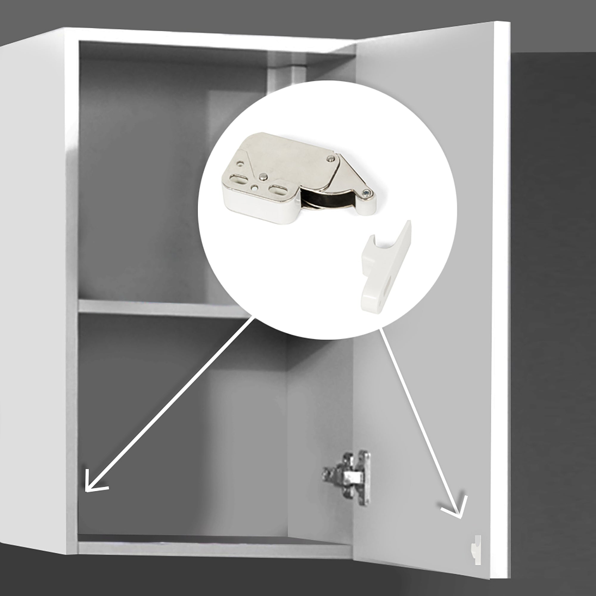 Chiusura a Cricchetto per Mobile Acciaio Bianco 10 Pezzi Emuca