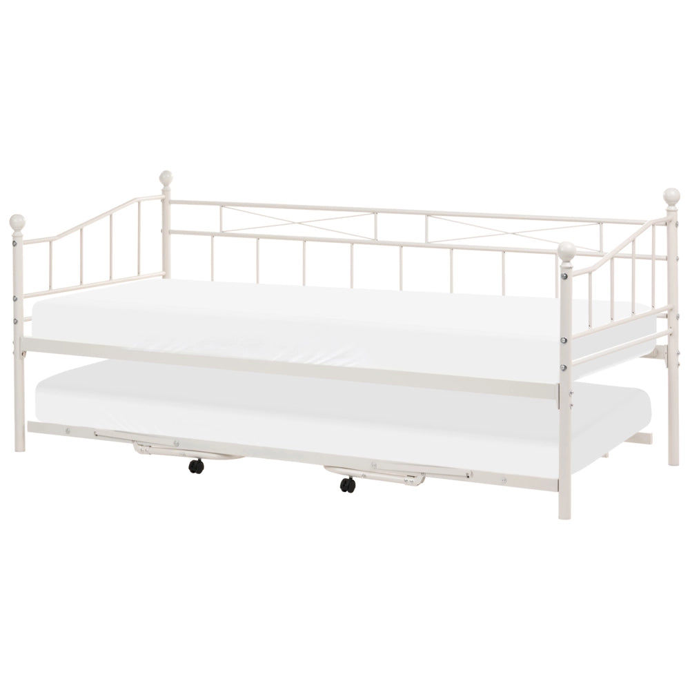Letto estraibile singolo per bambini in metallo beige stile tradizionale, 90 x 200 cm