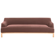 Divano a 3 posti in tessuto bourdeaux con gambe in legno stile elegante soggiorno
