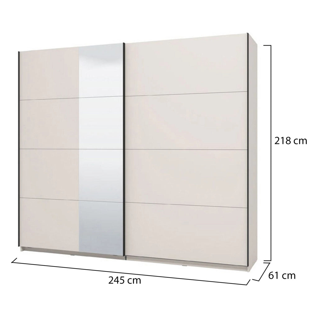 Armadio Camera da Letto Resiutta, Guardaroba Grande Appendiabiti, 245x217.5h cm Bianco Crema
