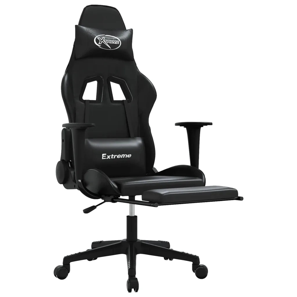 Sedia da Gaming con Poggiapiedi Nero in Similpelle cod mxl 61982