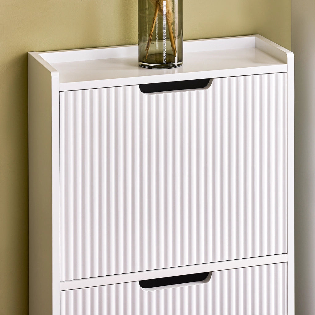 SoBuy Mobiletto portascarpe con 3 ribalte Mobile ingresso salvaspazio Regolabili Bianco 50x19x130cm FSR177-H-W