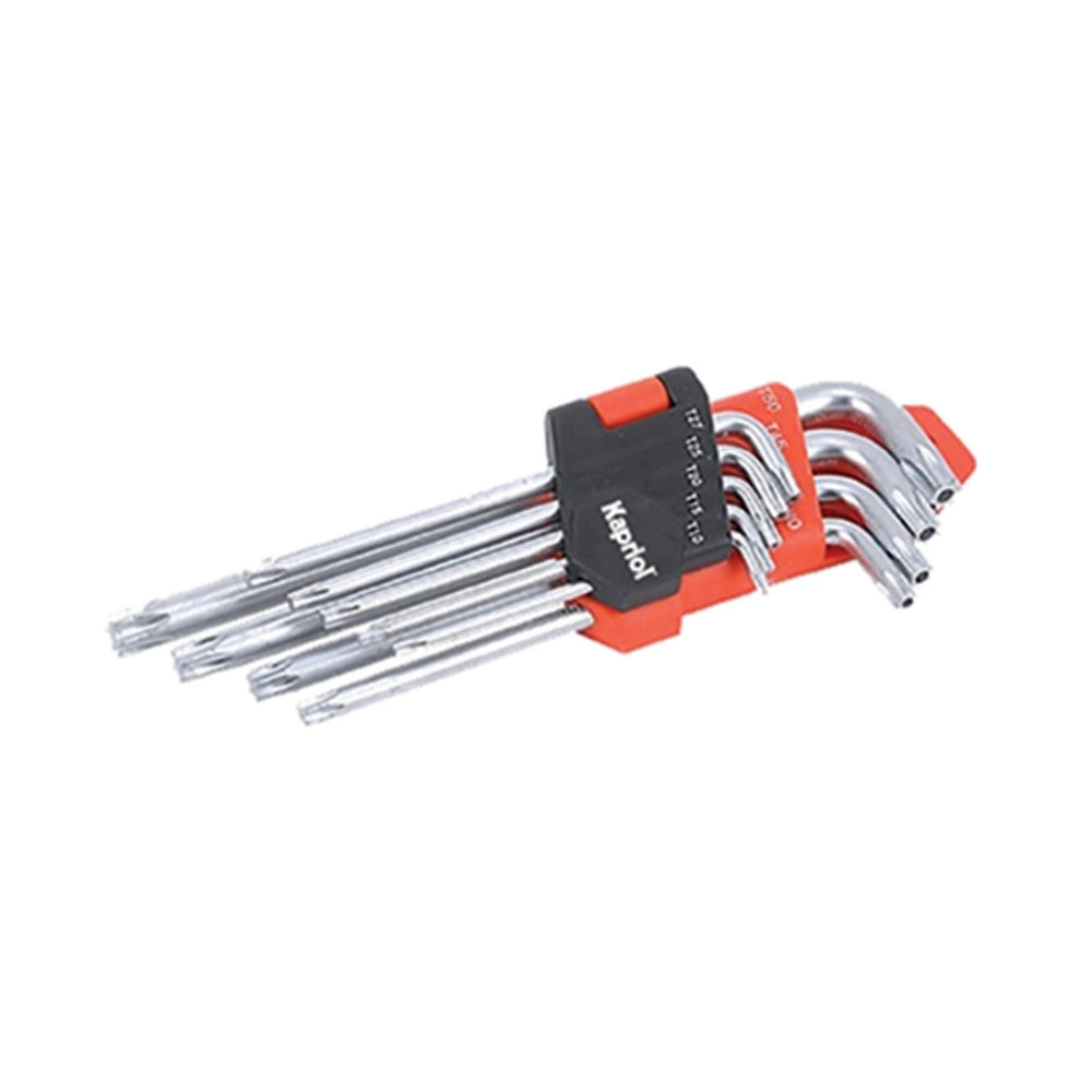 SET CHIAVI TORX FRANCESI 9 PZ T10-T50 mm CON FORO FORATE Cr-V KAPRIOL 33540