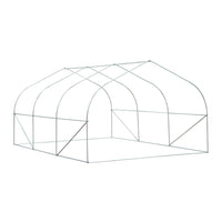 Serra a Tunnel per Esterni con 6 Finestre a Rete 3,5x3 m in Metallo e Plastica PE Bianca