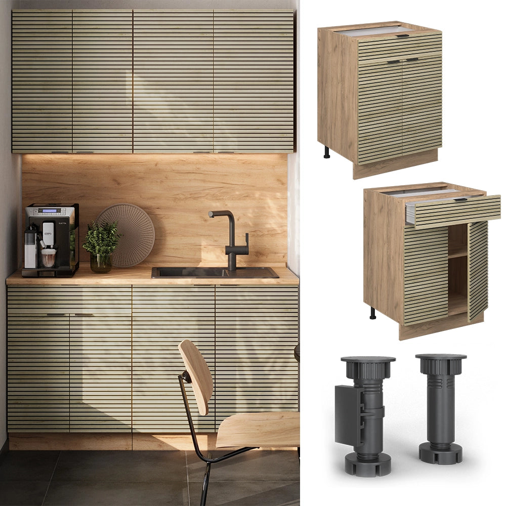 Vicco Basi  Pannello in quercia 60 cm con cassetto, senza piano di lavoro
