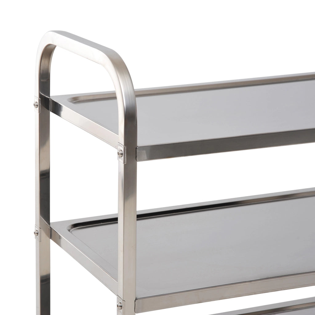 Carrello da cucina a rotelle con 3 ripiani ¨C zephmum ¨C acciaio inossidabile, 90.5x50.5x88.2 cm, argento