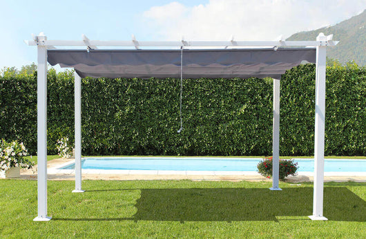 Pergola da Giardino 3x3m  in Alluminio Tortora Telo Grigio